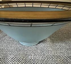Westmoreland Art Deco console Blue glass Gold trim