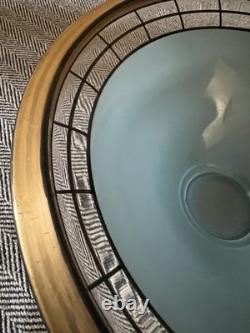 Westmoreland Art Deco console Blue glass Gold trim