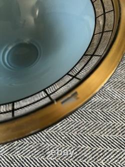 Westmoreland Art Deco console Blue glass Gold trim