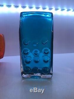 Whitefriars Art Glass Kingfisher Blue Mobile Phone Vase Geoffrey Baxter C. 1969