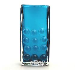Whitefriars Art Glass Kingfisher Blue Mobile Phone Vase Geoffrey Baxter C. 1969