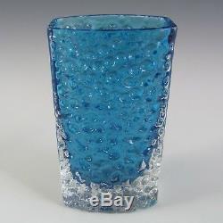 Whitefriars/Baxter Kingfisher Blue Glass Nailhead Vase #9762
