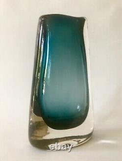 Whitefriars Indigo Cased Glass Vase Geoffrey Baxter c. 1965 Pat No. 9651