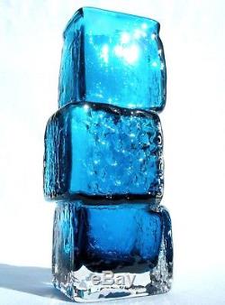 Whitefriars Kingfisher Blue Drunken Bricklayer Vase Geoffrey Baxter 60's Iconic