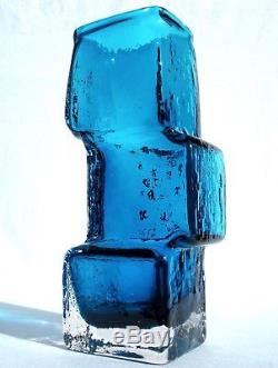Whitefriars Kingfisher Blue Drunken Bricklayer Vase Geoffrey Baxter 60's Iconic