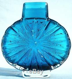 Whitefriars Kingfisher Blue Glass Sunburst Vase Geoffrey Baxter 60's Iconic