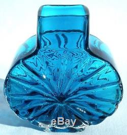 Whitefriars Kingfisher Blue Glass Sunburst Vase Geoffrey Baxter 60's Iconic