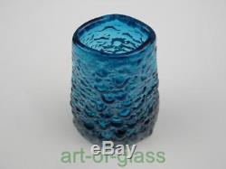 Whitefriars kingfisher blue Volcano glass vase Geoffrey Baxter vintage 1960s