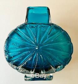 Whitefriars sunburst vase kingfisher blue Baxter midcentury 1960s 9676 fantastic