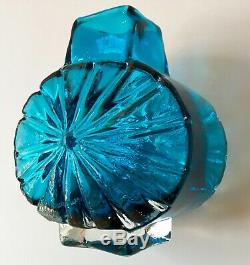 Whitefriars sunburst vase kingfisher blue Baxter midcentury 1960s 9676 fantastic