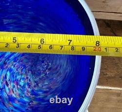 Wimberley Glass VASE WGW San Marcos Texas Cobalt Blue Glass 8 7/8Tall X8 W