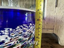 Wimberley Glass VASE WGW San Marcos Texas Cobalt Blue Glass 8 7/8Tall X8 W