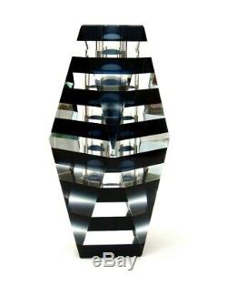 World Class! Murano Art Glass Faceted Space Age Block Vase Dusky Blue Unusual