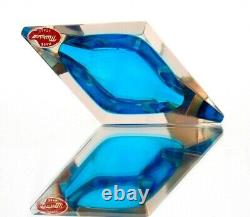 X RARE Unusual Art Glass Faceted UFO Space Age Block Bowl Private Collection