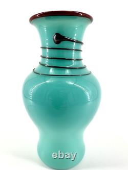 XRARE Thomas Maras 2009 ARTIST SIGNED Studio Art Glass Vase HAND BLOWN GLASS 8