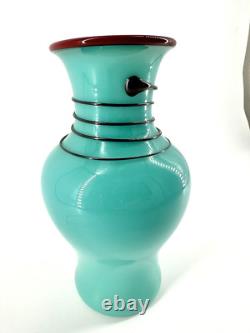XRARE Thomas Maras 2009 ARTIST SIGNED Studio Art Glass Vase HAND BLOWN GLASS 8
