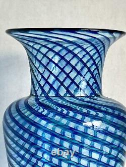 Young & Constantin Rare Swirl Hand Blown Art Glass Blue Green Swirl Large Vase