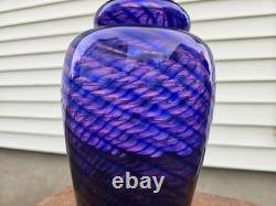 Young & Constantin Signed Art Glass Vase Purple Blue Swirl Hand Blown 9 Studio