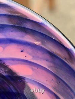 Young & Constantin Signed Art Glass Vase Purple Blue Swirl Hand Blown 9 Studio