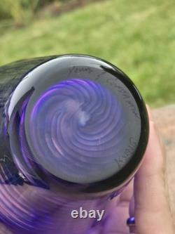 Young & Constantin Signed Art Glass Vase Purple Blue Swirl Hand Blown 9 Studio