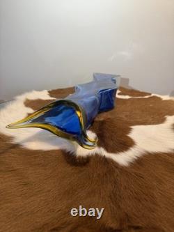 Young & Constantin art glass vase in blue and yellow