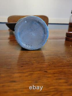 Zanesville Stoneware 8 Blue Rubble Ware Vase With Vines #568 MINT