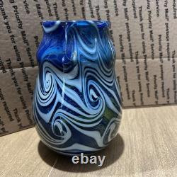 Zephyr Art Blue Art Glass Vase Signed