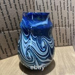 Zephyr Art Blue Art Glass Vase Signed